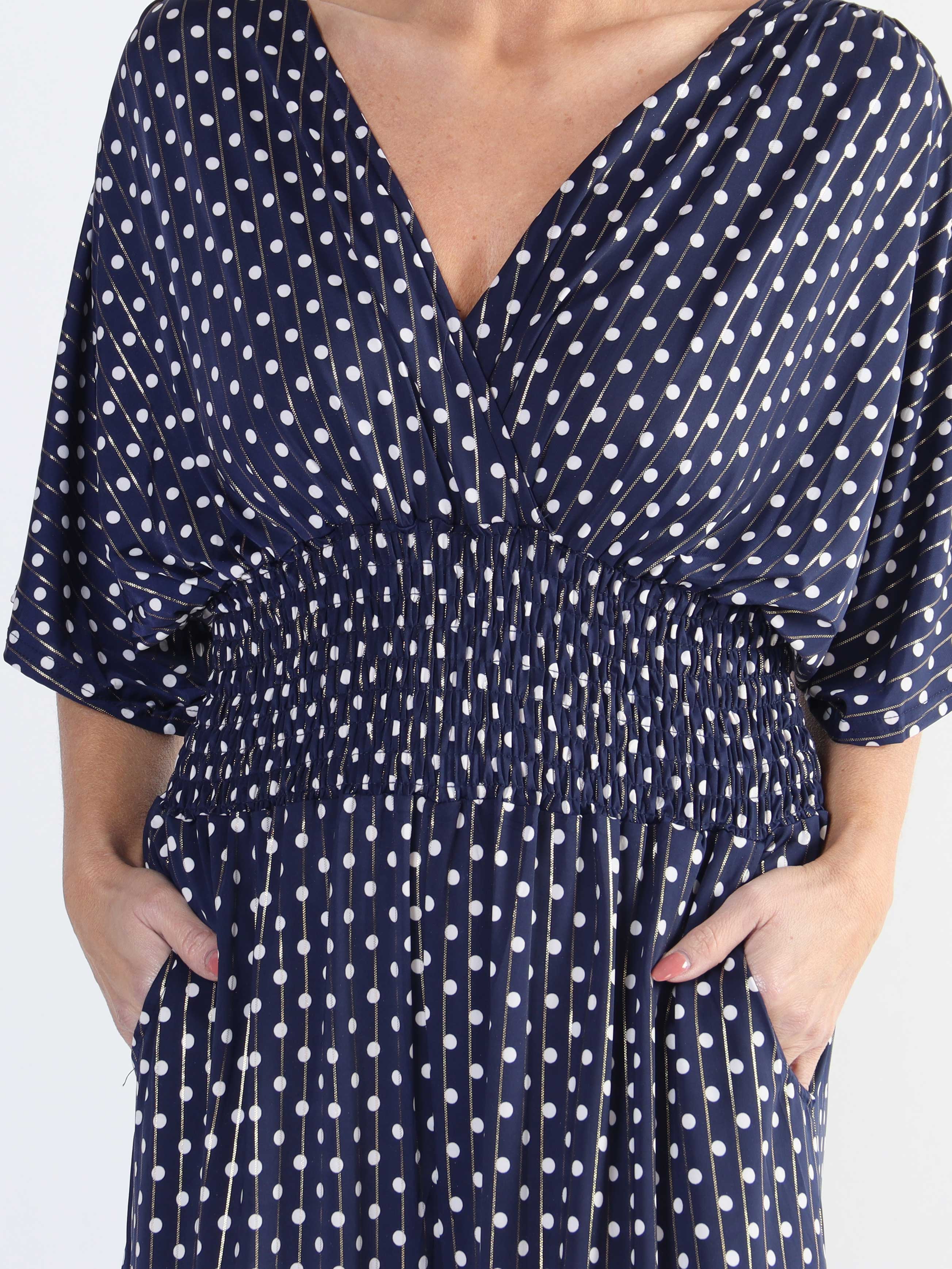 Pams Dot Jumpsuit - Elastisk plus size buksedragt med prikker
